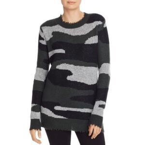 AQUA Cashmere 100% Cashmere Camo Jaquard Sweater- S